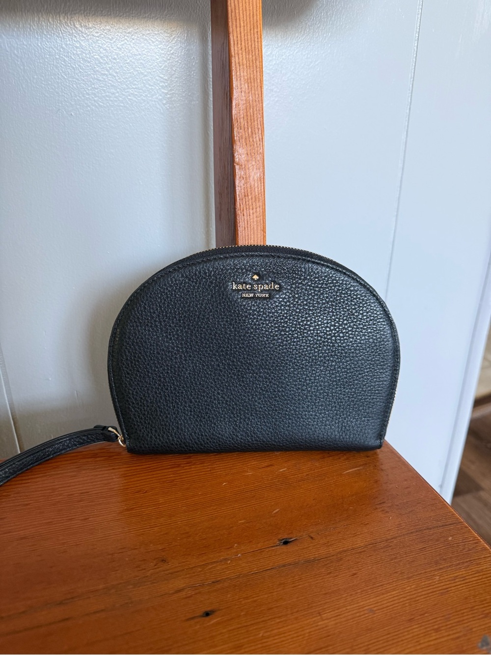 kate spade Black Pebbled Leather Dome Wristlet
